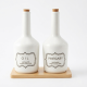 Porcelain Oil Dispenser Set 2 Pcs With Wooden Stand
